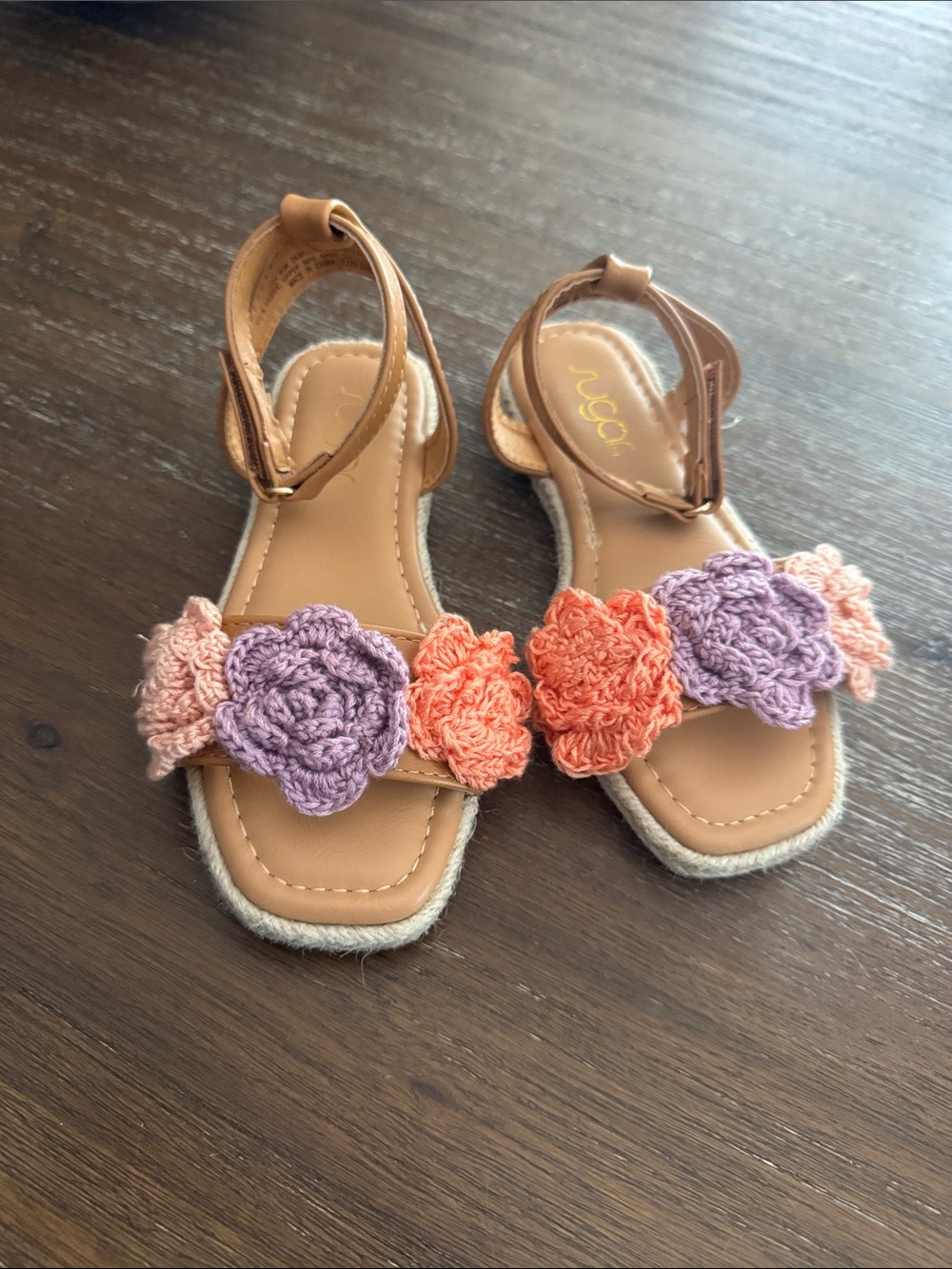 Sugar Girls Crochet Flower Sandals Size 12